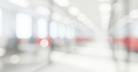 Bright white office interior with soft focus and bokeh light effects, creating a clean professional ambience with gentle glowing highlights and smooth visual depth throughout the space.