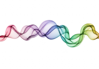 Colorful smoke wave isolated on transparent background, a vibrant and dynamic design element for adding a touch of artistry and movement