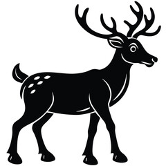 Fototapeta premium Reindeer Silhouette Vector Minimal Christmas Deer Icon for Holiday Design