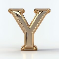 shiny polished gold capital letter y standing on a white background conveying luxury and elegance
