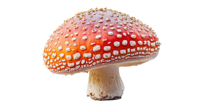 Red Mushroom With White Spots isolated on a transparent background