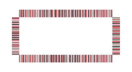 Abstract red and black barcode frame design isolated on transparent background