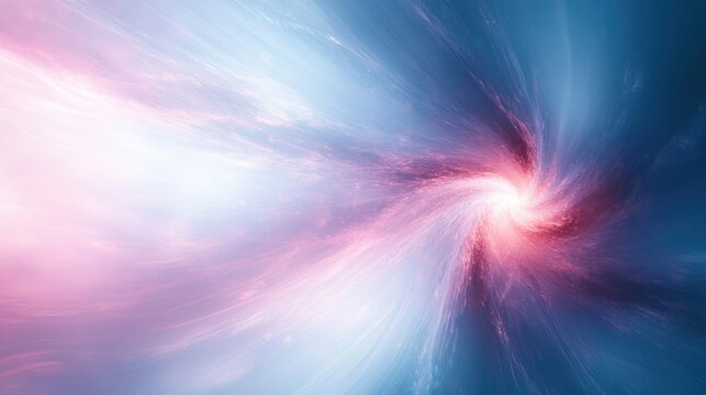 swirling cosmic vortex of pink and blue light with radiant center and streaking starlike particles conveying motion, energy, and a sense of awe - Powered by Adobe