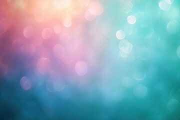 Obraz premium soft pastel bokeh background with glowing light orbs in peach pink and teal gradient, dreamy serene and ethereal mood