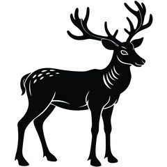 Obraz premium Reindeer Silhouette Vector Minimal Christmas Deer Icon for Holiday Design