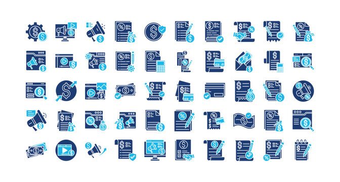 
Paid icon set collection. Containing profit, article, marketing, search, revenue, assessment, options .Solid vector icons collection
