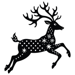 Fototapeta premium Reindeer Silhouette Vector Minimal Christmas Deer Icon for Holiday Design