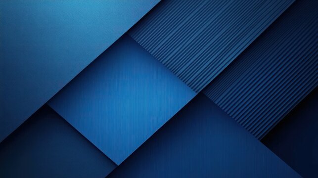 layered blue geometric rectangles with ribbed striped textures, diagonal overlaps, soft shadows and gradients creating a sleek calm modern abstract background