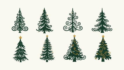 Christmas Trees Vector Set Festive Spruce Silhouettes for Holiday Design