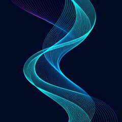 Abstract flowing lines in shades of blue and purple on a dark background creating a dynamic design effect