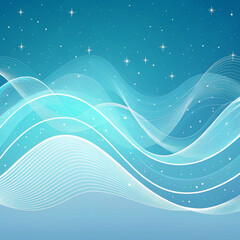 Abstract winter scene with wavy lines and stars on a gradient blue background creating a dreamy effect