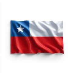 Fototapeta premium The Chilean flag with a white star on blue white and red horizontal stripes rendered with soft folds