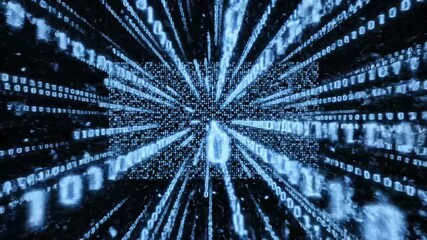 Digital data stream zooming into the unknown - Powered by Adobe