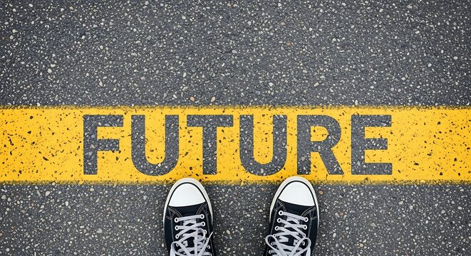 Motivation and decision-making concept with the word FUTURE painted.