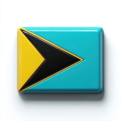 A 3D render of the Bahamas flag with a golden border on a white background