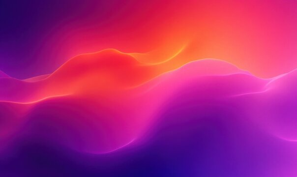 glowing undulating gradient waves in purple pink and orange forming a dreamy ethereal abstract landscape with soft smooth curves and warm tranquil light