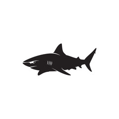 Naklejka premium Shark Icon Vector – Dangerous Sea Creature Silhouette