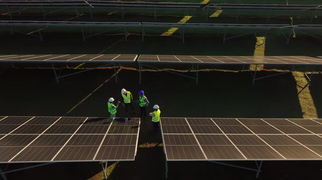 Construction of solar panel installation in sunny California by dedicated workers focusing on sustainable energy