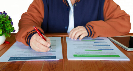proofreading worksheet on wooden table
