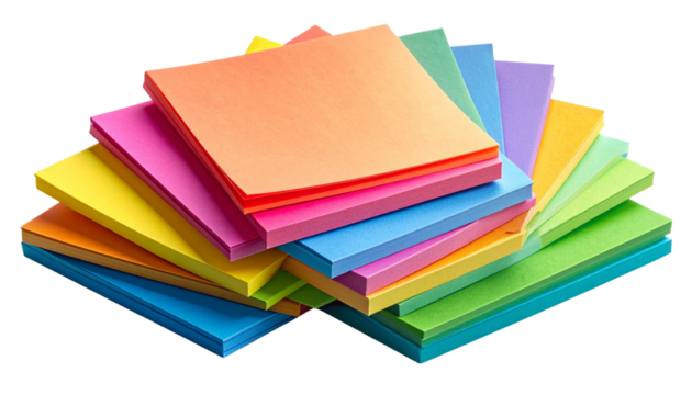 Shaded Sticky Notes in Various Colors with Shadow, Transparent PNG