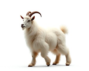 Obraz premium White goat with curved horns