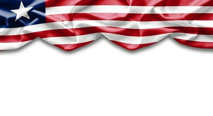 Liberian flag waving with a white background, showing the national symbol of Liberia.