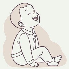 A delightful illustration of a happy baby sitting and laughing, showcasing the innocence and joy of childhood, isolated on