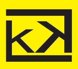 Abstract logo. Monogram icon. Black and yellow logo.