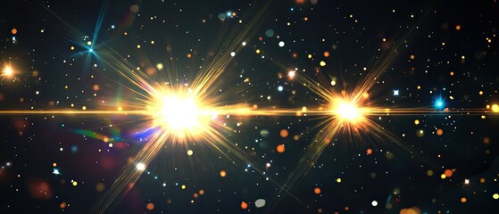 Bright bursts shine amid twinkling, colorful bokeh lights