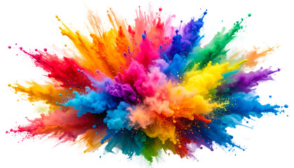 Vibrant Rainbow Powder Burst in Mid-Air Holi Color Explosion PNG