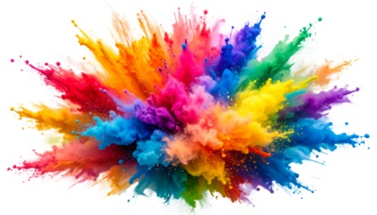 Vibrant Rainbow Powder Burst in Mid-Air Holi Color Explosion PNG