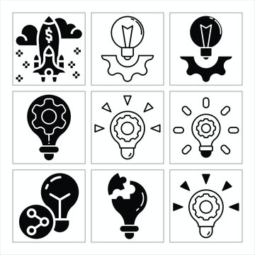 Conceptual ideas in innovation and technology displayed in a grid format