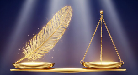 Discover golden scales balancing justice and fairness, a powerful symbol of truth, equality and law, perfect for legal themes, ethical considerations, and insightful concepts
