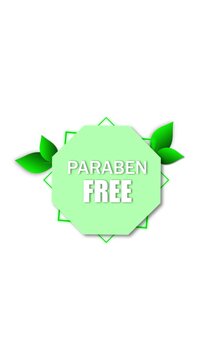 Natural product label animation. Paraben free eco friendly skincare vertical video. Health wellness branding element. Paraben free cosmetic product animation vertical video.