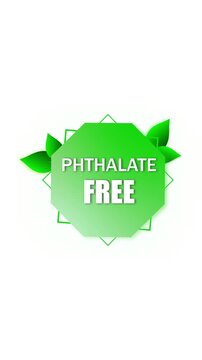 Sustainable branding graphic element. Phthalate free eco friendly label vertical video. Organic packaging design motion graphics. Green label badge animation vertical video.