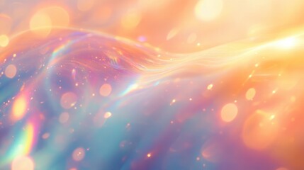 dreamy iridescent pastel wave with soft bokeh and sparkling highlights radiating warm glowing serenity