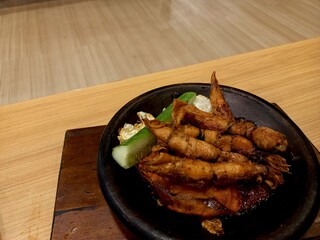 Fried squid with chili sauce and fresh vegetables, a healthy and delicious food