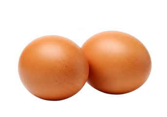 Two brown chicken eggs isolated on transparent background
