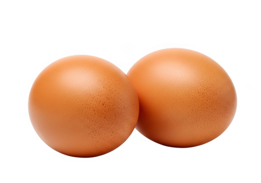 Two brown chicken eggs isolated on transparent background