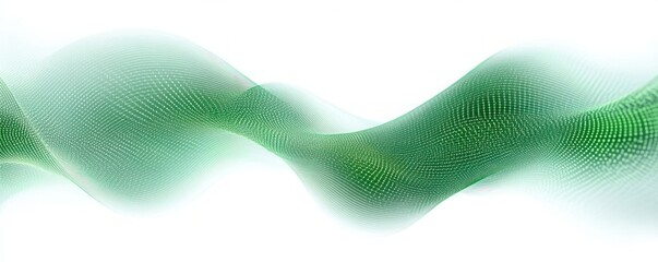 calm green digital wave of flowing dotted mesh and smooth curves on white background