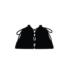 Two black drawstring bags shown in a simple silhouette against a white background