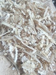 Close-Up Texture of Fine Wood Shavings and Sawdust