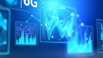 Cutting edge 6G technology data visualization and signal graph network connectivity with microchip analytics holographic charts boosting innovation - Powered by Adobe
