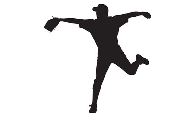 Baseball pitcher in action silhouette