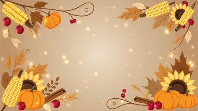 Festive Autumn Harvest Celebration Background with Sparkling Lights and Organic Elements