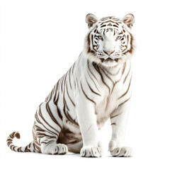Fototapeta premium White tiger walking on white background