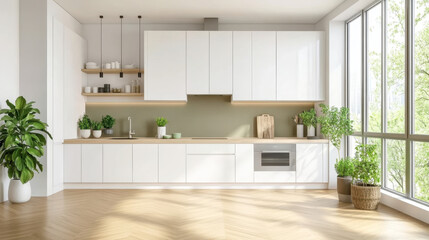 White wall mock up ,Elegant contemporary kitchen room interior Modern Contemporary white and wood material