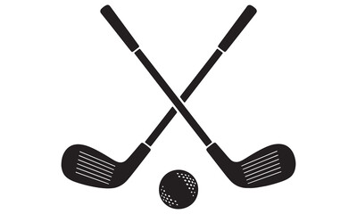 Crossed golf clubs and ball silhouette