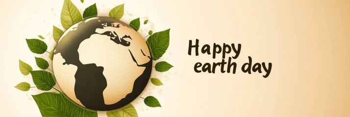 Earth Day with planet. Holiday card