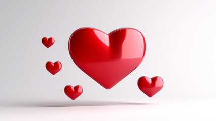 glossy red heart isolated on white background Happy Valentine's Day